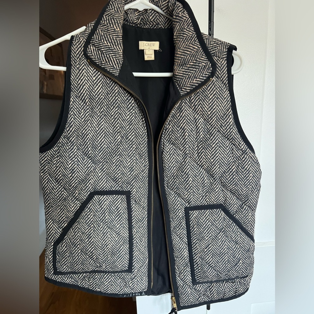 J-Crew Herringbone Pattern, Classic Down Vest - image 1
